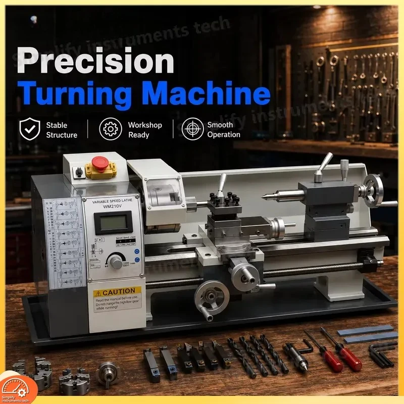 2140A Mini Metal Lathe High Precision Desktop Benchtop Woodworking DIY Bead Turning Tool Multifunctional Small Lathe