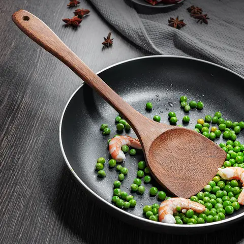 12 st silikon köksredskap non-stick kokkärl köksredskap set spatel spatel äggvispar trähandtag matlagningsverktygsset 10 best sales träskedsset - №4