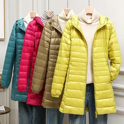 Women Puffer Jackets Ultralight Duck Down Jacket 2022 New Autumn Winter Portable Hooded Parka Coat Windbreaker Outwear 6XL 7XL