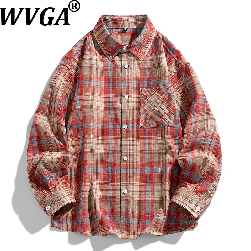 

WVGA Spring Autumn New Men Tide Fashion Casual Long Sleeve Plaid Shirt Trendy Loose Streetwear Single Breasted Women Top W19842