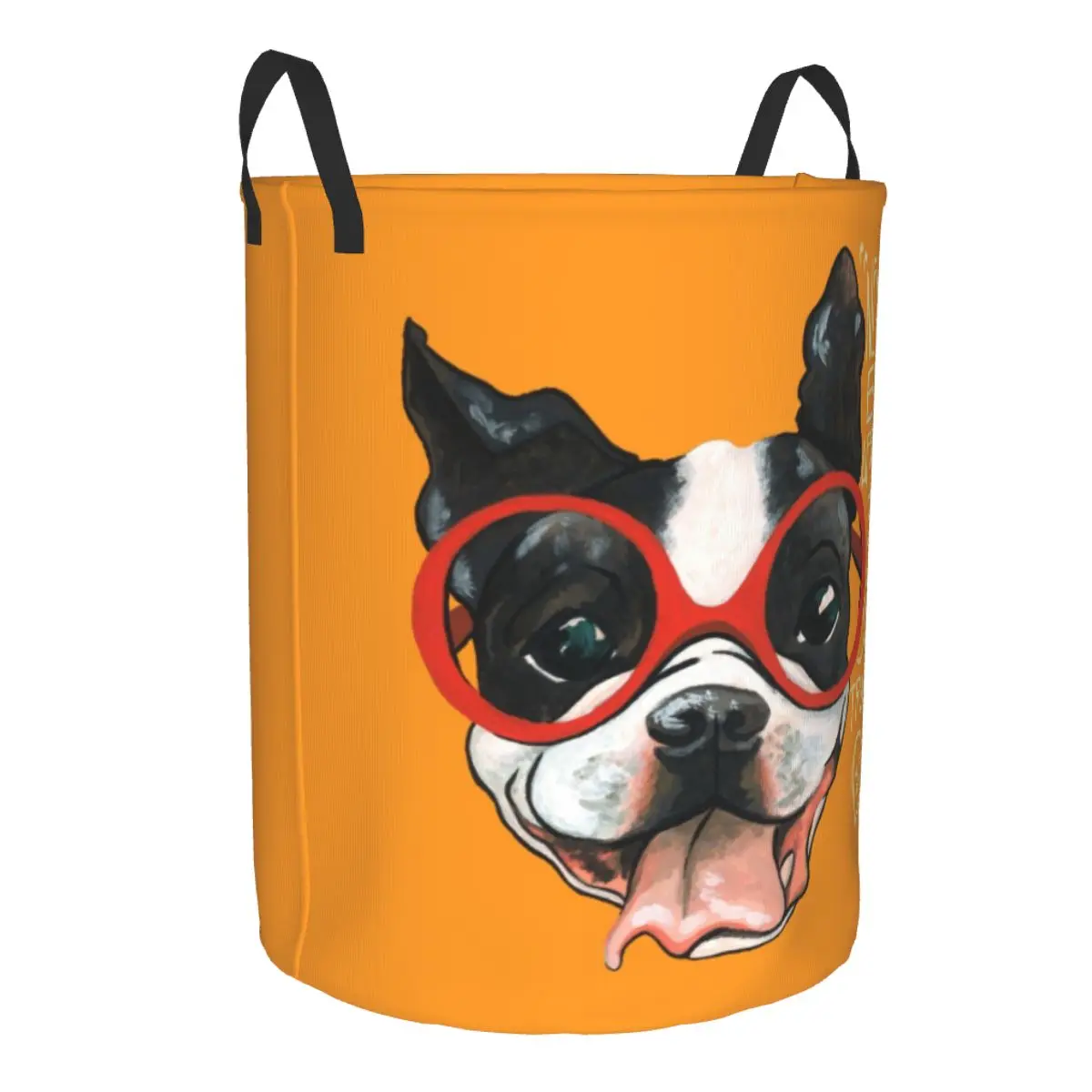 Stop Traffic Laundry Basket Collapsible Boston Terrier Dog Pet Clothes Hamper for Nursery Kids Toys Storage Bin