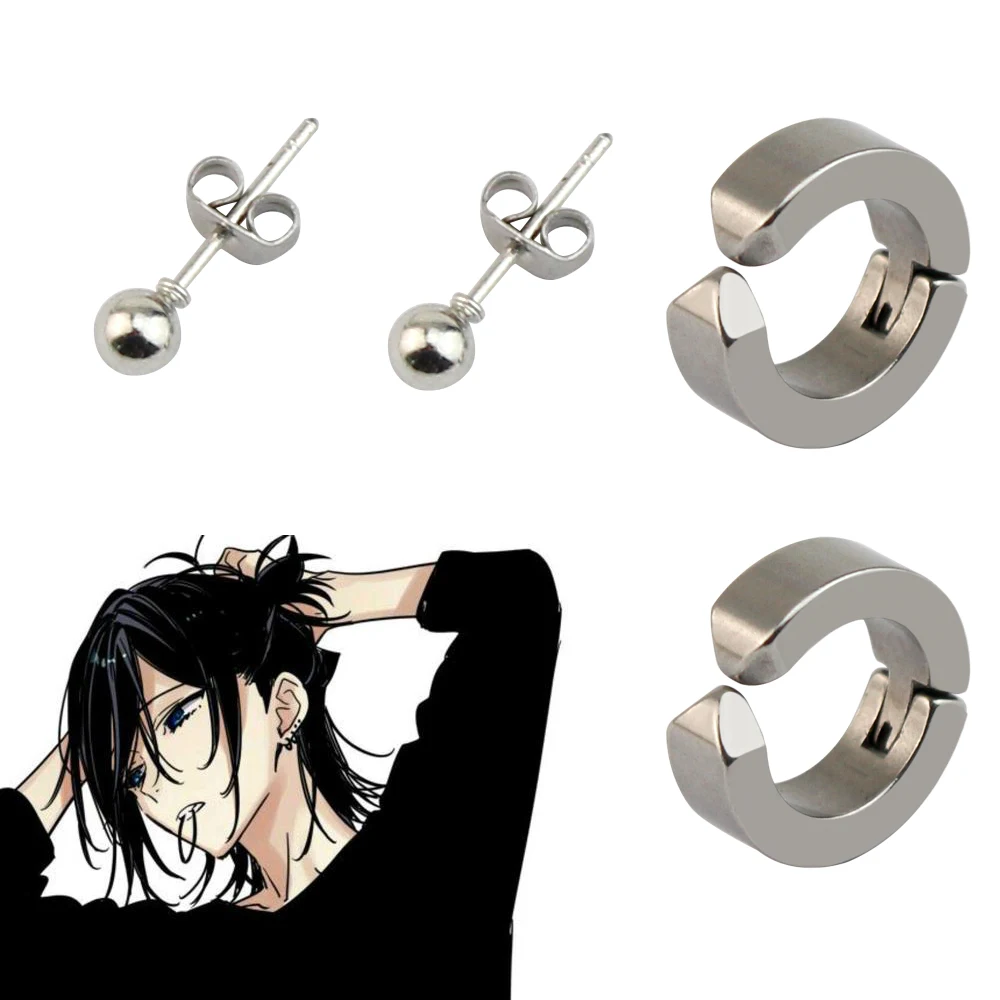 Anime Horimiya Miyamura Izumi Ear Clip Lip Chain Earring Stainless Steel Punk Earrings Cosplay Prop Accessories