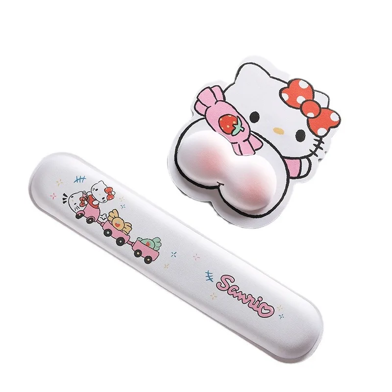 New Cartoon Sanrio Hello Kitty Wrist Mouse Pad Soft Pad Creative Keyboard Hand Hold Small Table Mat Mouse Hand 3D Cute Cute Girl