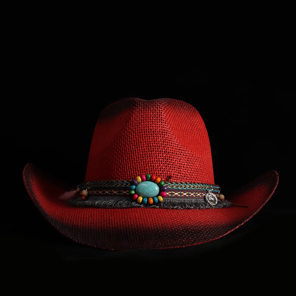 Fashion Women Pink Cowboy Hat Red CowGirl Hats Summer  Western Sombrero Hombre Lifeguard Sun Hats