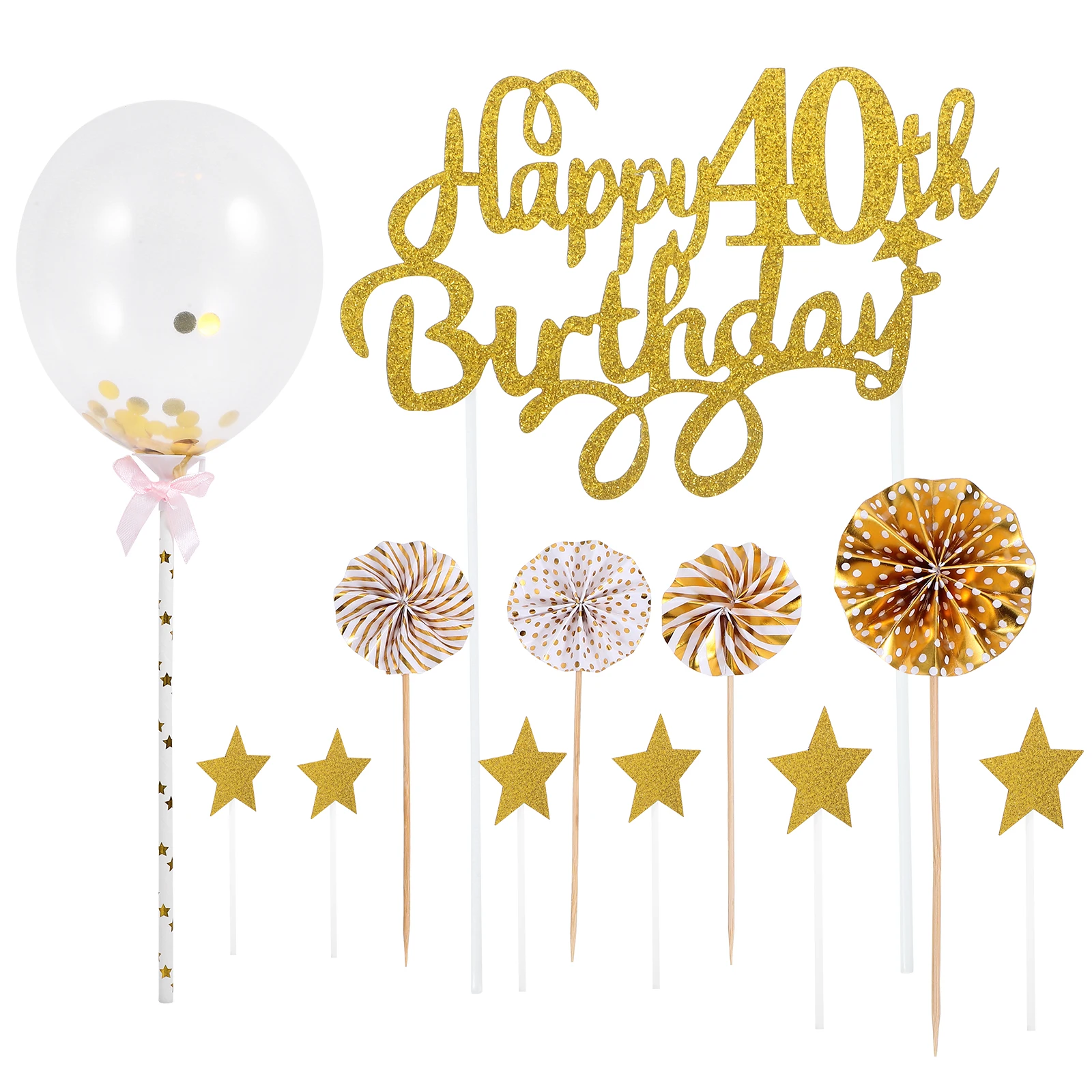 

1 Set Decorating Toppers Cupcake Birthday Party Inserts Picks Glitter Number Multifunctional Happy Birthday Cake Topper Reusable