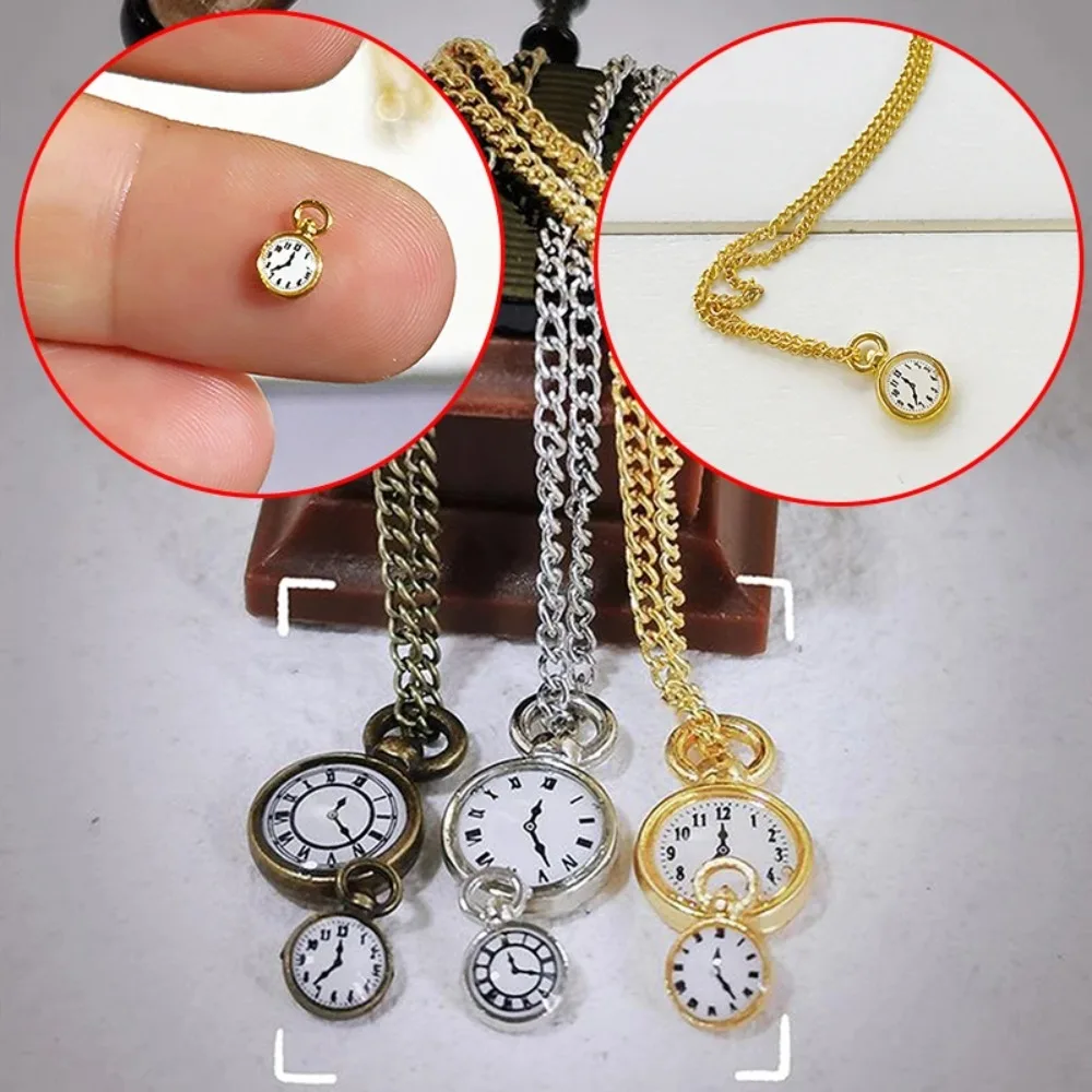 1/12 Dollhouse Simulation Vintage Pocket Watch Dollhouse Mini Decoration Dolls House Accessories Kid Pretend Play Toy