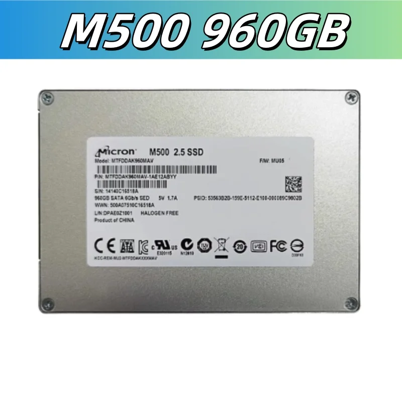 

Micron M500 960GB SSD SATA MTFDDAK960GMAV Solid State Drive MU05 6Gb/s SED