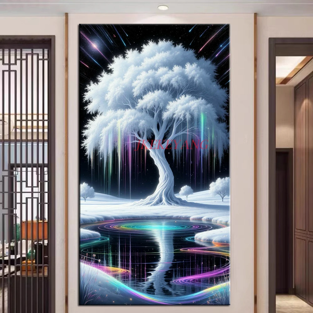 

Фантастическая белая картина «Древо жизни», сделай сам, алмазная живопись, набор для вышивки крестом, полная дрель, алмазная мозаика, новая коллекция, домашний декор