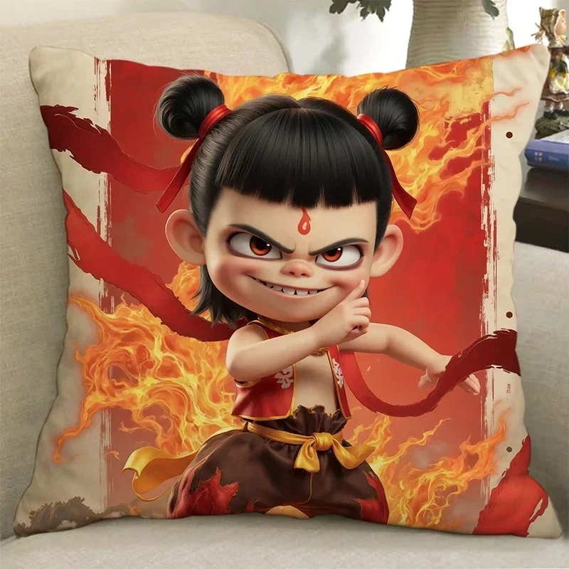 Cartoon anime "Nezha" home bedroom sofa car decoration pillow cushion personalized gift printing children's gift.