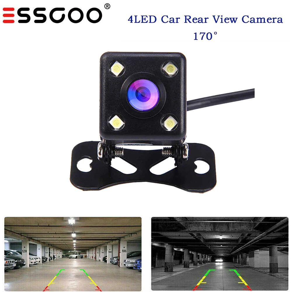 ESSGOO Car Rear View Camera Universal LED Night Vision Backup Parking Reverse Camera IP68 Waterproof 170° Wide HD Color Imag