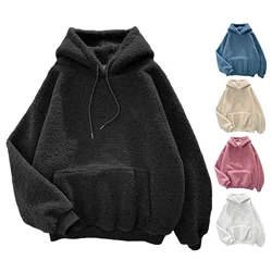 Lamb Fur Hoodie Women's Autumn Winter Thickened Fluffy Warm Loose Fit Overhead Coat Korean Style Waitmore Trendy Streetwear