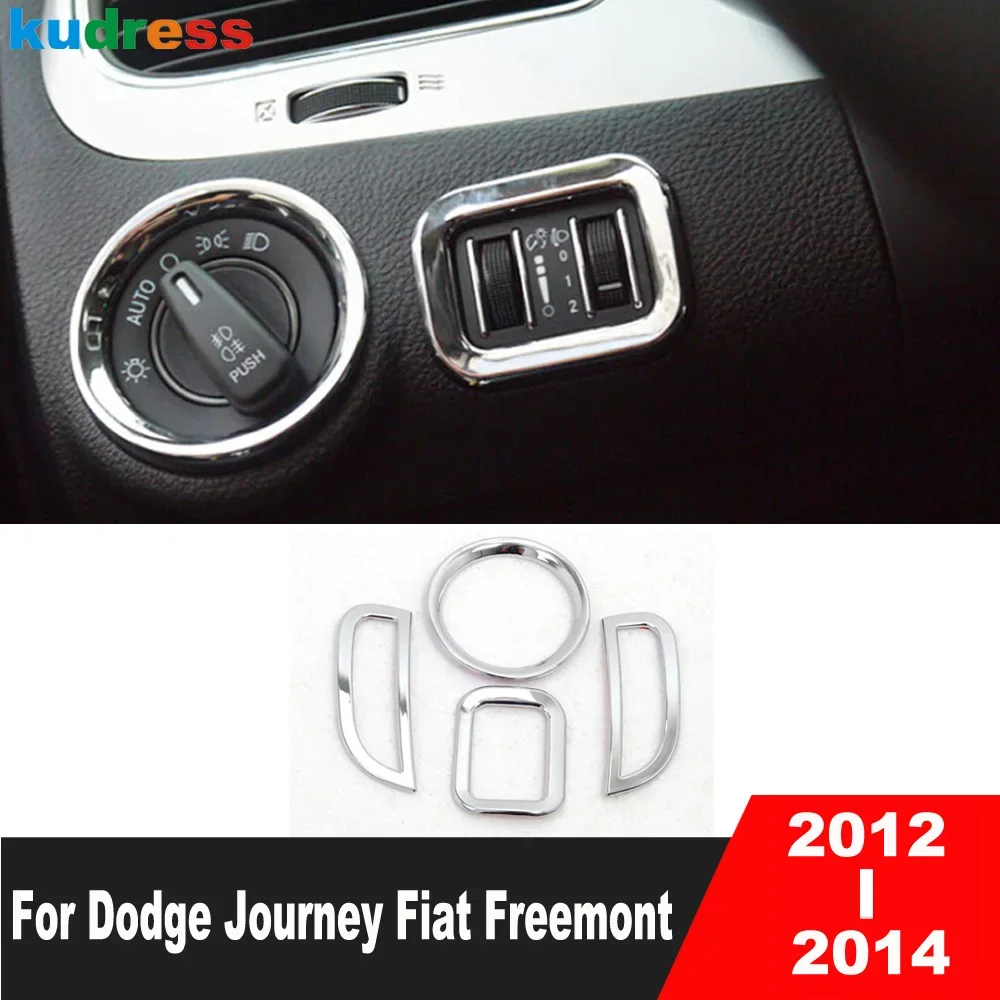 For Dodge Journey JC Fiat Freemont 2012 2013 2014 Chrome Car Air Vent Outlet Cover Trim Headlight Switch Button Panel Frame