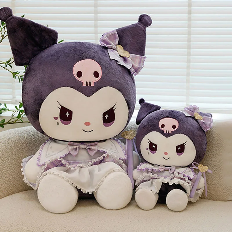 35CM New Sanrio Plush Stuffed Doll Cute Magic Wand Kuromi Pillow Kawaii Magician Birthday Gift Room Decoration Christmas Gift