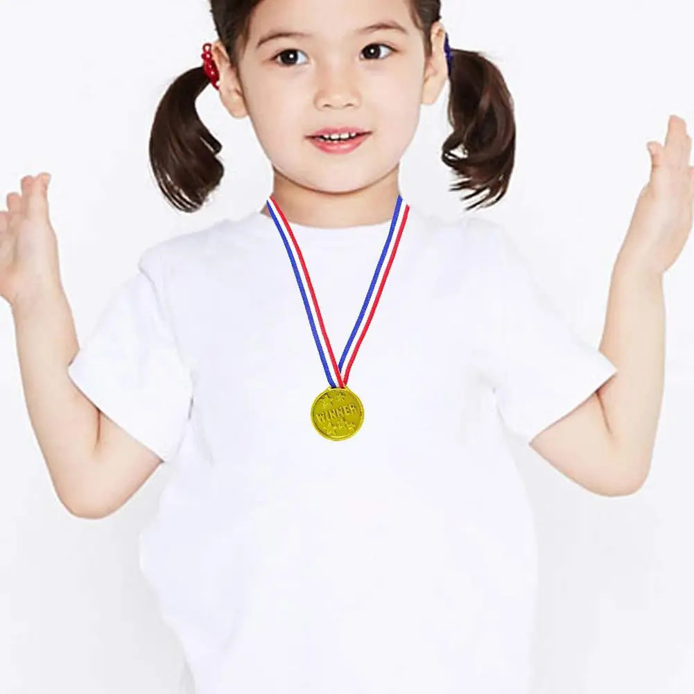 10pcs Award Medal with Neck Ribbons Plastic Winner Medals Children\'s Football Sports Party Competition Souvenir Gift Kids Toys