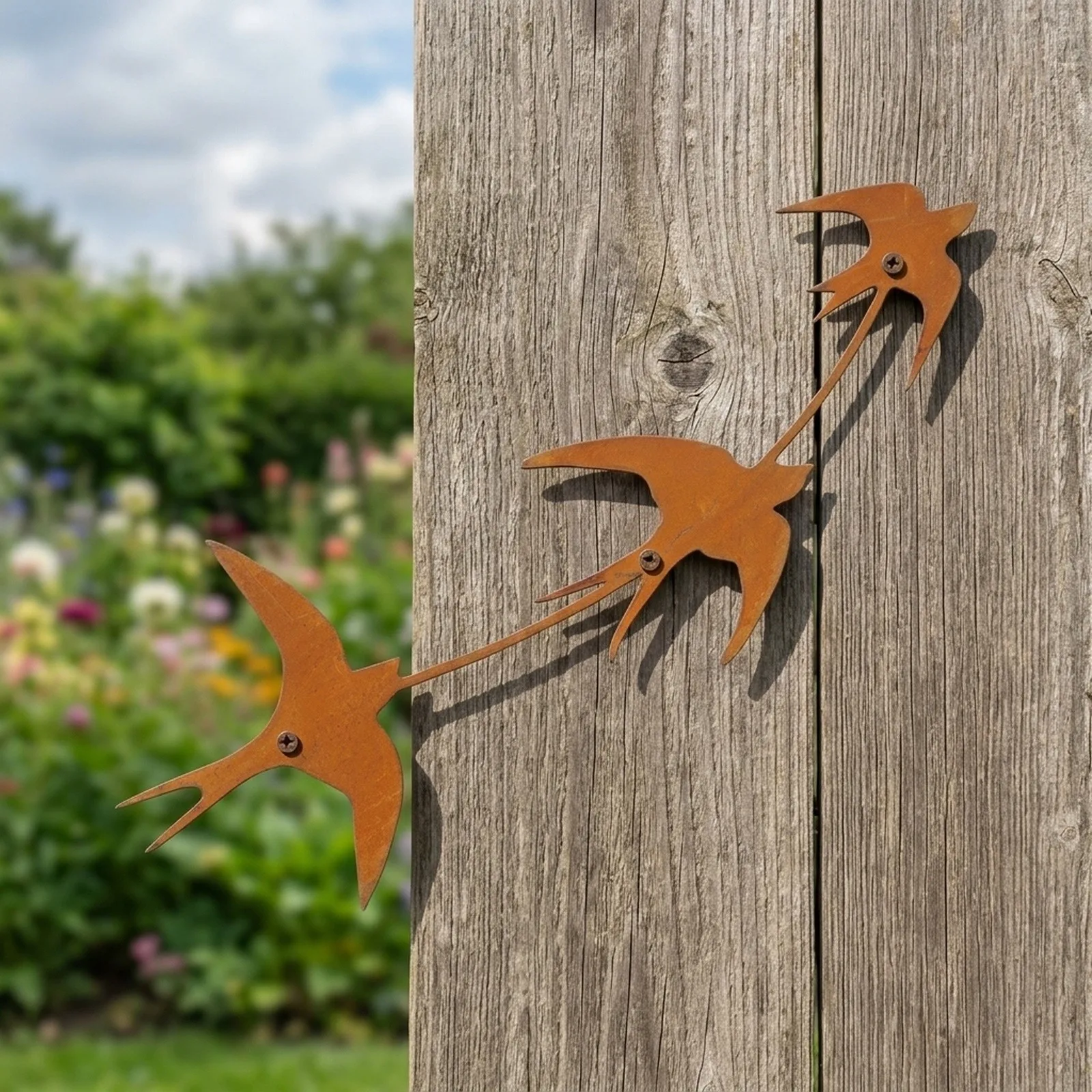 Rusty Bird Accent Metal Wall Decor Garden Display Rusty Patina Finish For Garden For Fence Decorative Birds For Walls