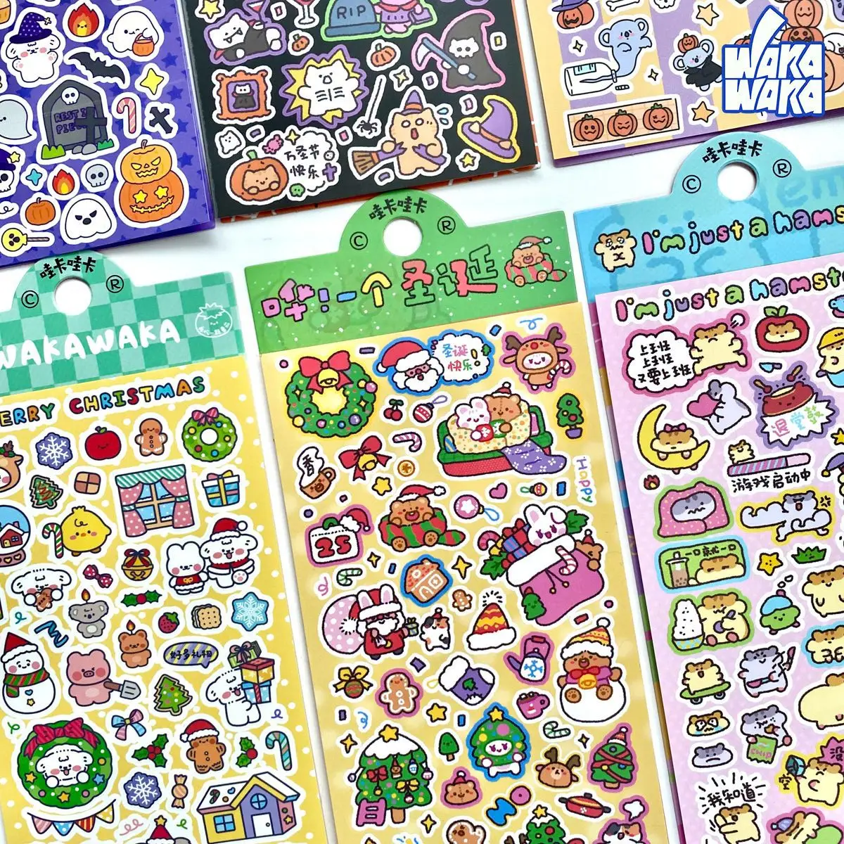 1 Pc Cute Cartoon Animals Pattern Stickers DIY Scrapbooking Journaling Kpop Idol Photo Card Deco Supplies Laptop Sticker