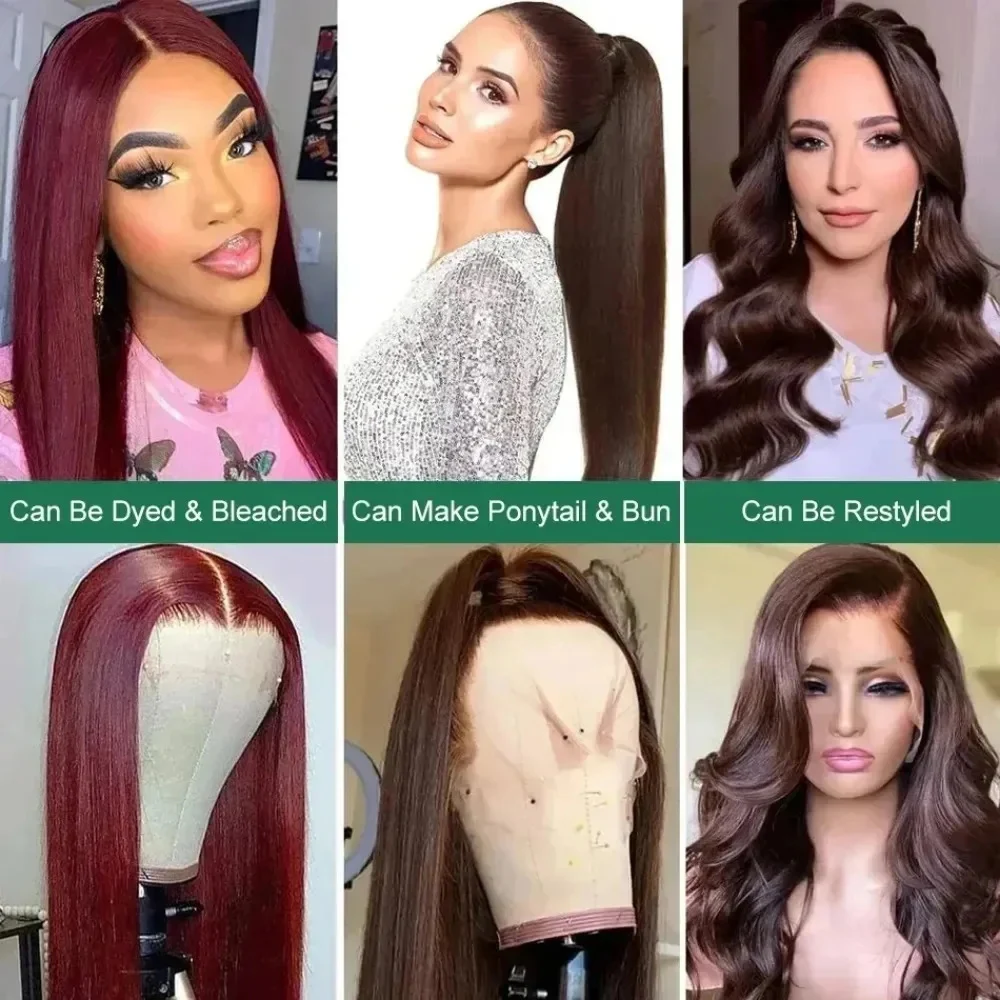 # 4 chocolate marrom em linha reta laço frontal peruca de cabelo humano 13x6 hd laço frontal pré arrancado 46 polegadas perucas de cabelo humano para mulher