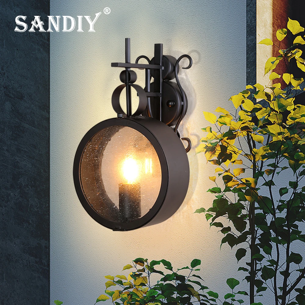 Imagem -02 - Sandiy Sandiy Lâmpada de Parede Externa Luz de Varanda Externa Luz de Jardim Vintage Iluminação Industrial Americana Arandelas para Terraço Pátio Pátio E26 E27 Ip65 à Prova Dágua Ac110v240v