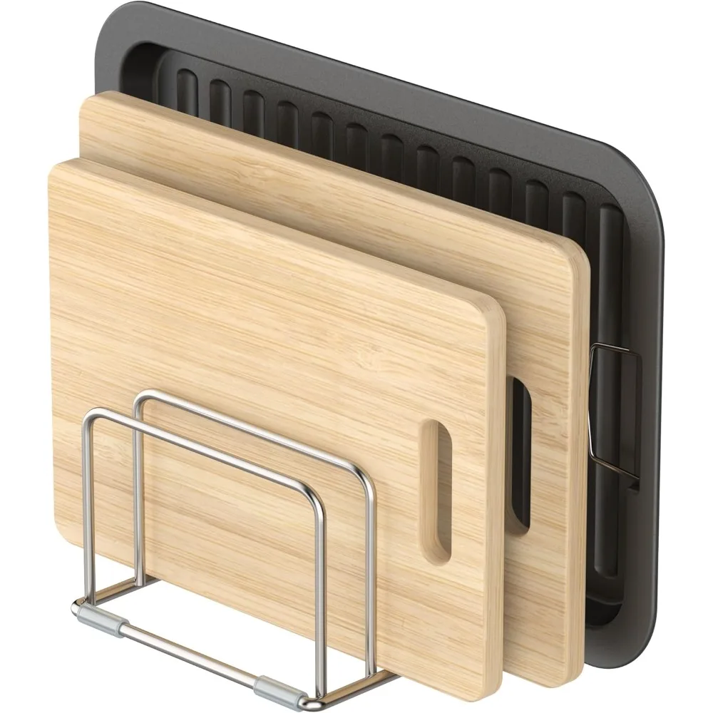 

Cutting Board Holder Stand, Chopping Board Storage Rack, Cutting Board Organizer, 304 Stainless Steel Chopping Board Holder, Cookie Sheets Organizer 1.0+1.2 Inch Width Slots(Large)