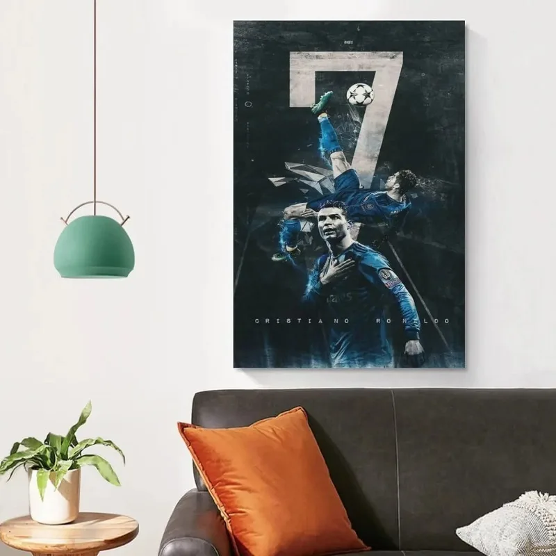 ملصقات كرة القدم غير المؤطرة كريستيانو رونالدو ملصق ملهم ملصق اللوحة الزخرفية قماش جدار الفن غرفة المعيشة