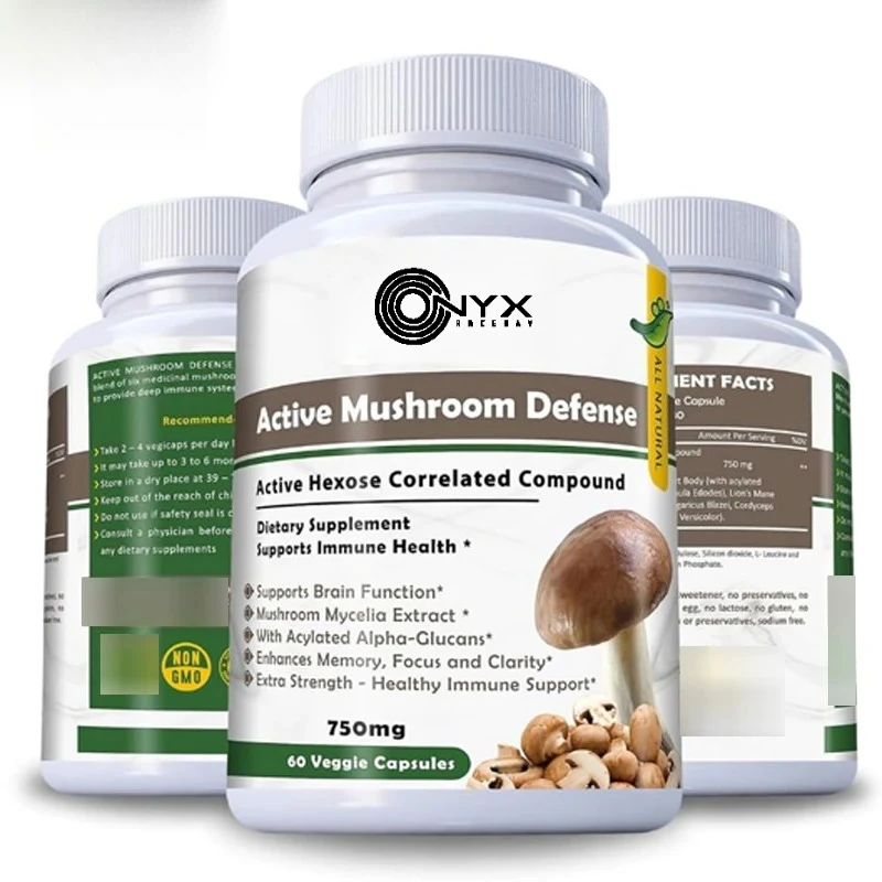 

Шесть активных диетических добавок Mushroom Defense поддерживает здоровье иммунитета с 60 вегетарианскими капсулами, 750 мг