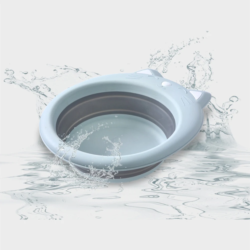 

Kitten Washbasin Foldable Cat Shaped Baby Basin Travel Collapsible Tub Kids Cartoon Eco PP Durable Practical Gift