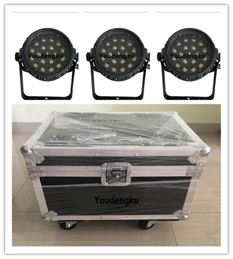 

8 lights with flycase outdoor LED PAR Can 18x10w RGBW 4in1 LED Zoom Par Light waterproof