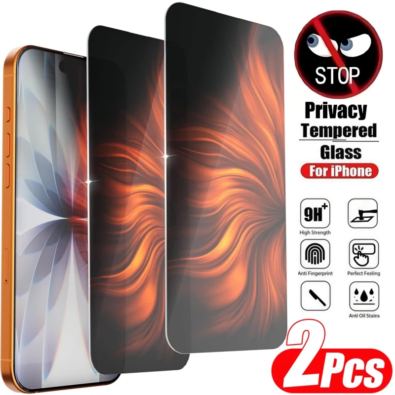 2 Stück Anti-Spionage Displayschutzfolie für iPhone 11 12 13 14 15 16 17 Pro Max 14 15 16 Plus 16e 17 Air 17e Gehärtetes Glas Sichtschutzfolie