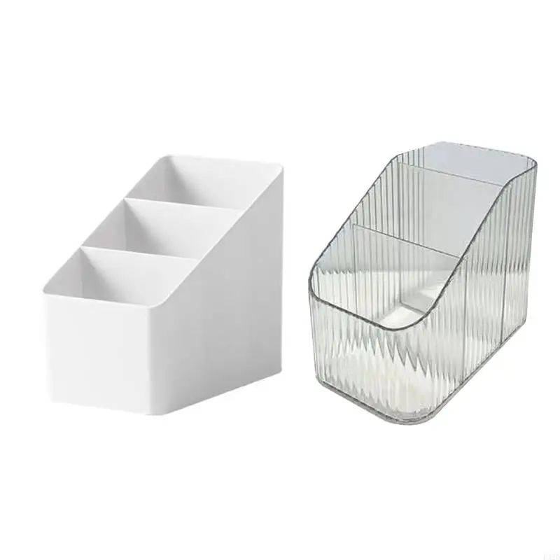 

F42D Desk Organizers Stackable Pencil Cup 3 Compartments Makeup Brush Storage Box