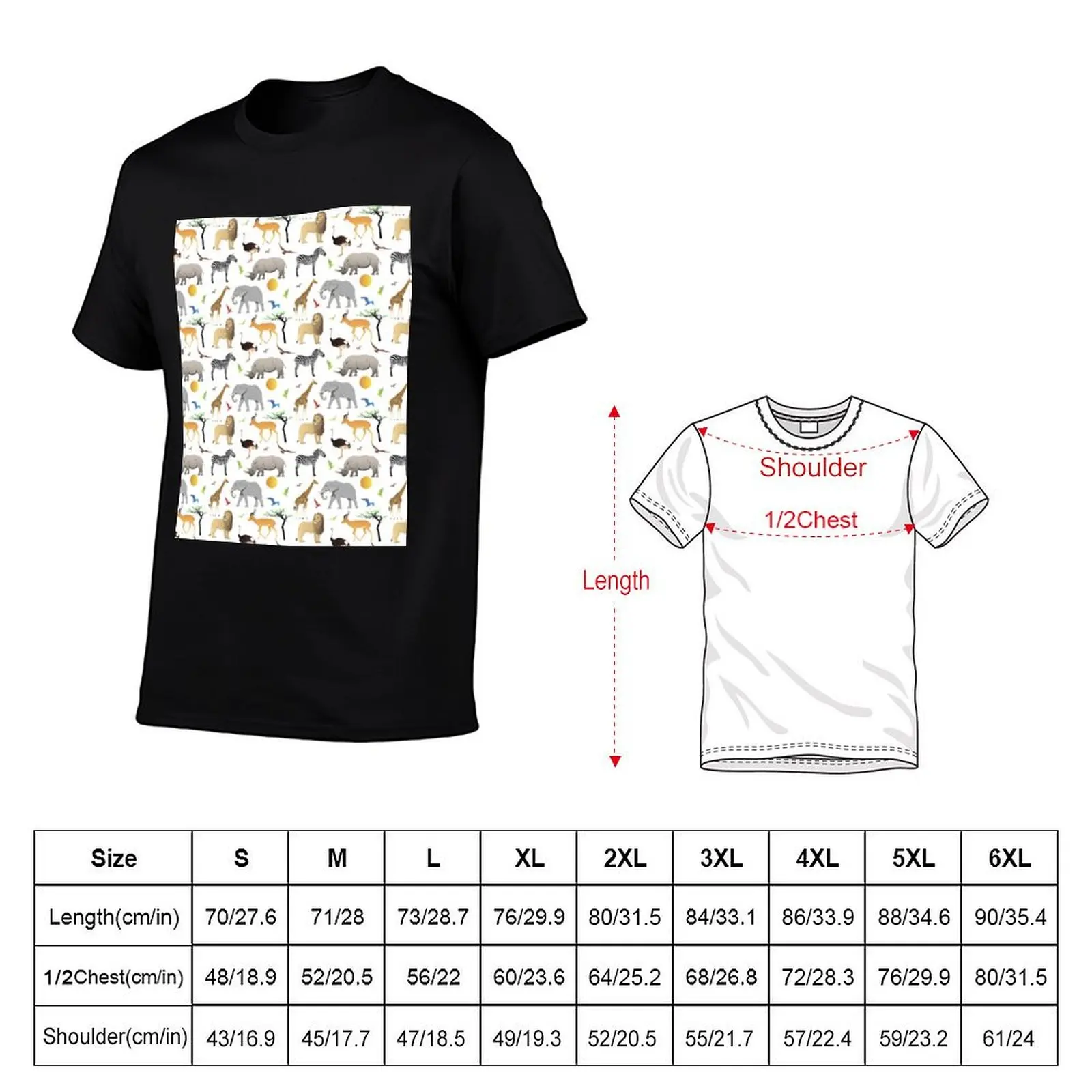 Safari Savanna Various Animals T-Shirt Lightweight Sport Basic T-Shirt