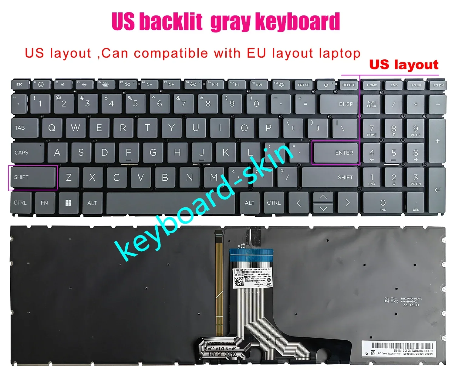 US backlit /No-backlit Keyboard for HP 250 G10 255 G10 15-FC 15-FD 15t-fc 15t-fd TPN-Q287 TPN-Q286 15-fd0xxx 15-fc0093dx laptop