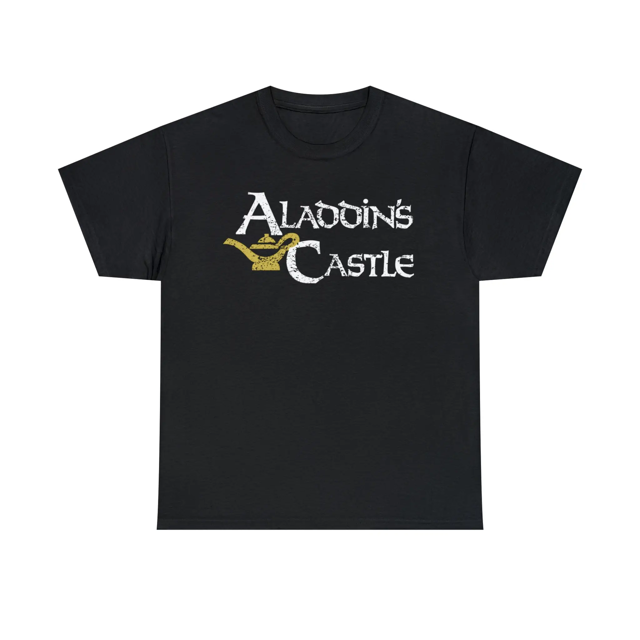 Aladdins Castle Arcade Halloween Costume T Shirt cosplay 80s retro gen x heavily DISTRESSED graphic faded grunge