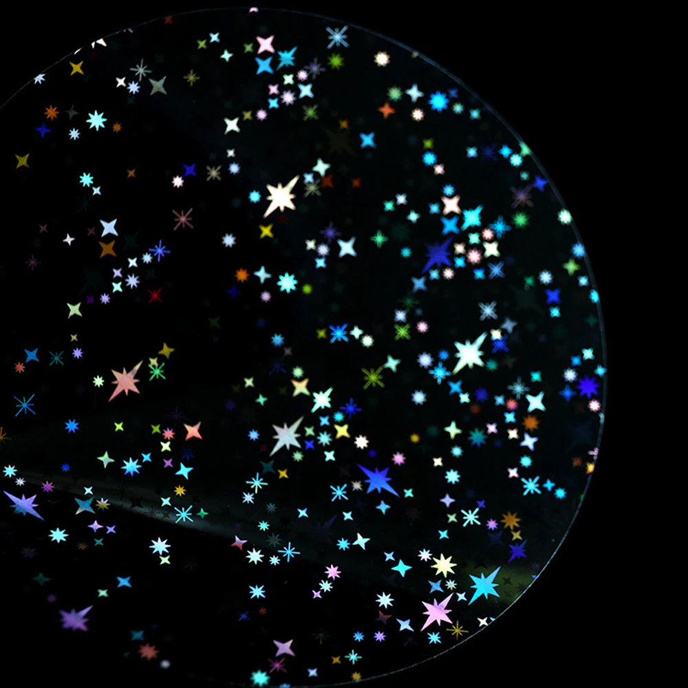 75mm Badge Button Protective Film (100pcs)PET Laser Shiny Rainbow Film with Star Heart Patterns Essential Badge Making Materials