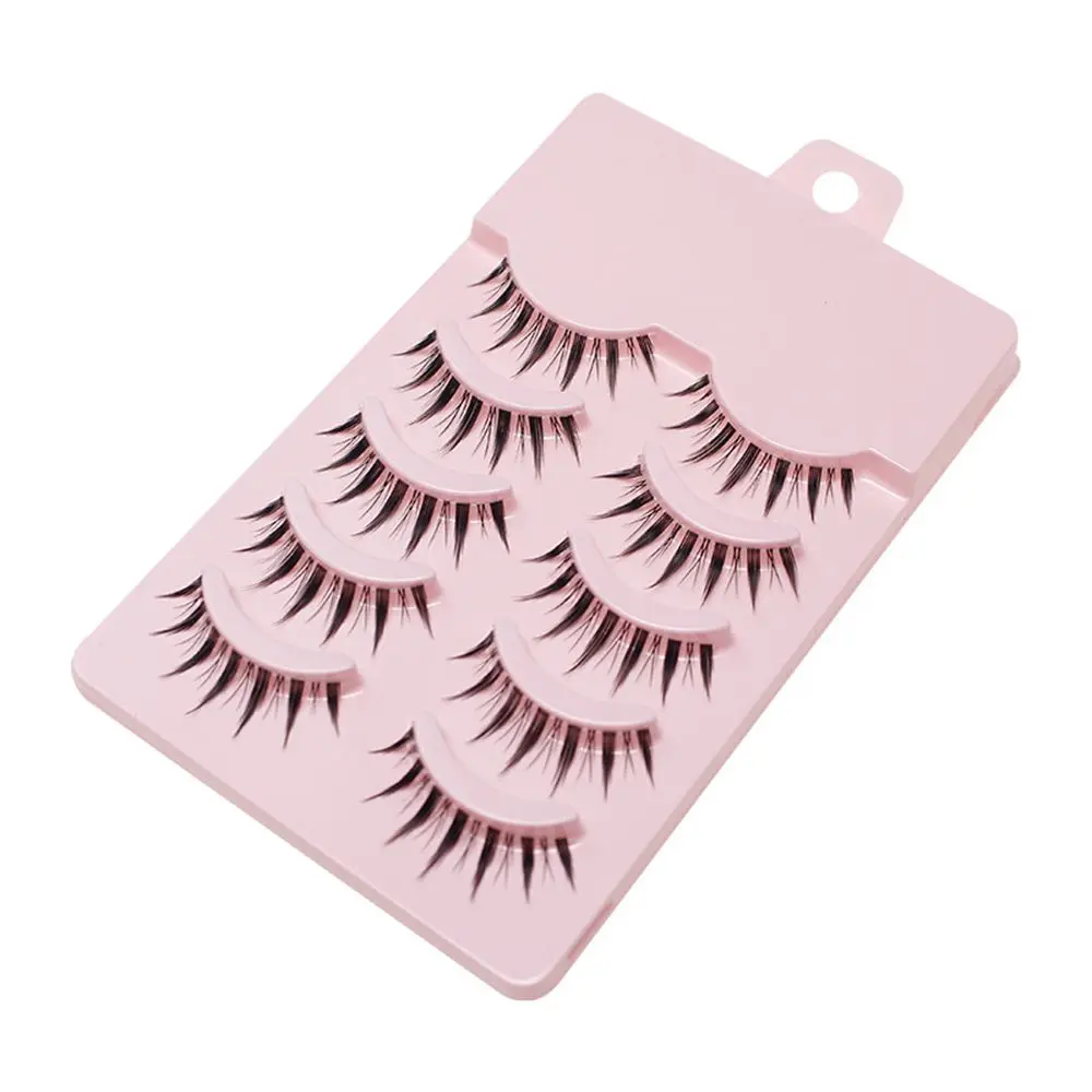 5 Pairs Eye Makeup Tools Thick Long Handmade 3D Faux Mink Hair Little Devil False Eyelashes Cross