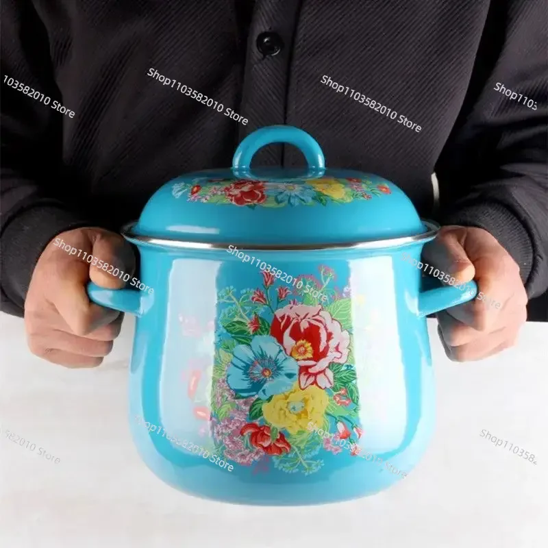 Thickened Enamel Soup Pot, Boiling Noodles Stewing Water Stock Pot, Household Kitchen Cookware