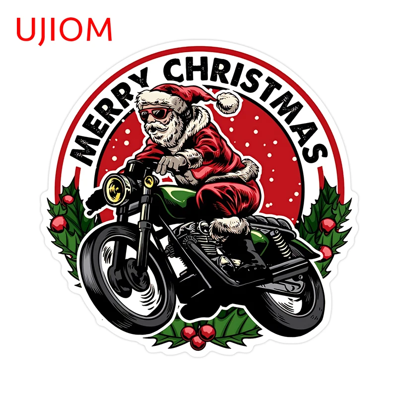 UJIOM 13cm × 13cm Father Christmas Cool Design Wall Stickers Amusing Cartoon Festival Logo Decals Wall Decorations Living Room