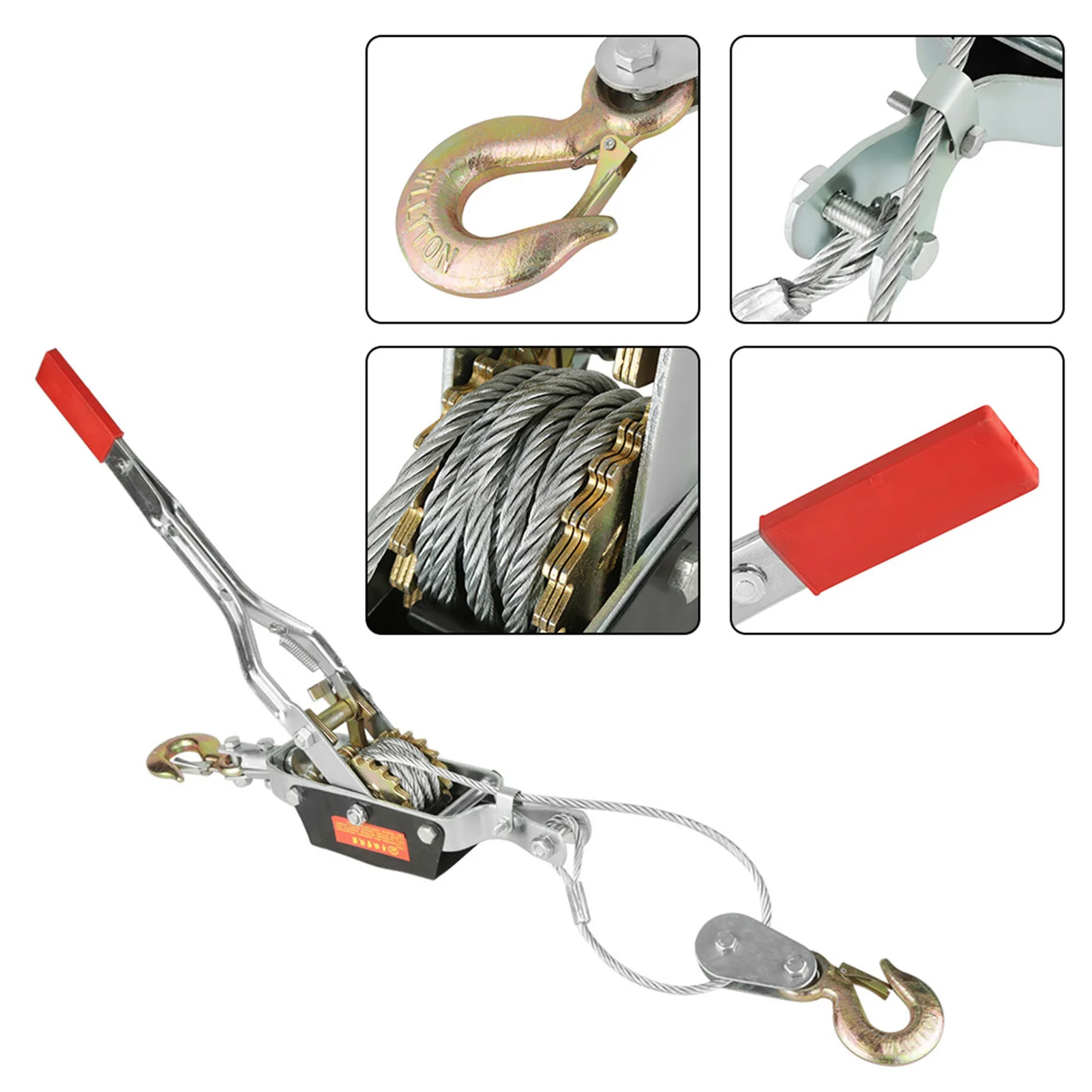 

2T Wire Rope Hand Power Puller Tighten Tool Mini Tightener Double Hook Lifting Tool Heavy Duty Power Puller