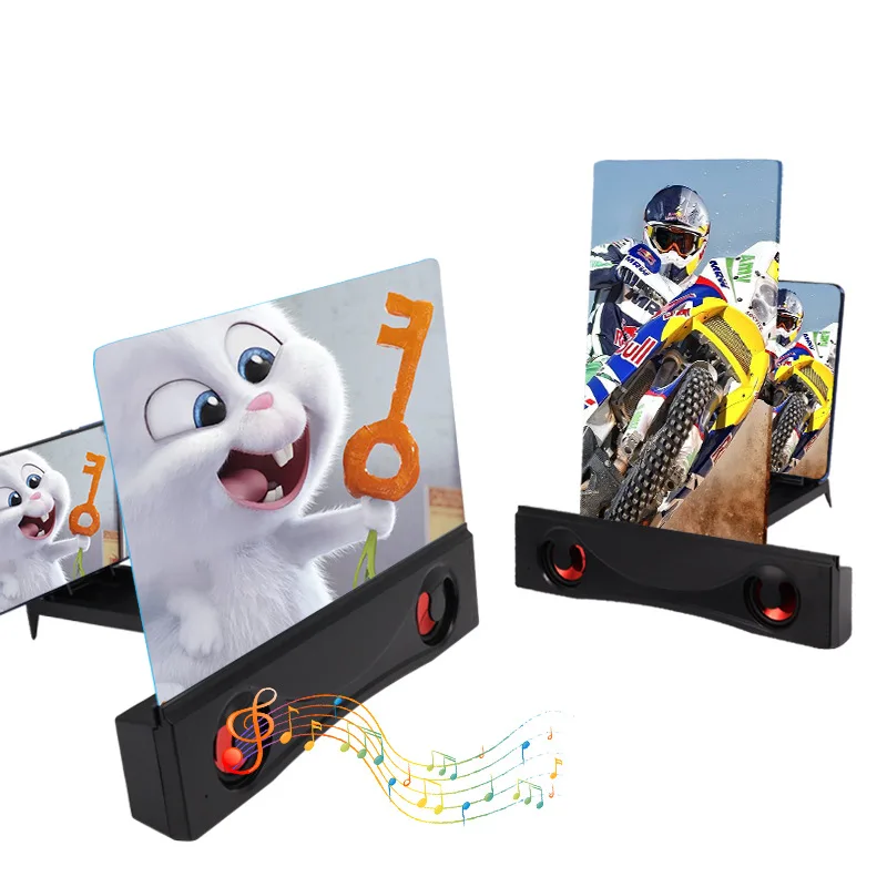 

12-inch Phone Screen Magnifier Audio Screen Amplifier Bracket F12 Desktop Mobile Phone HD Amplifier With 1200mAh Built Battery