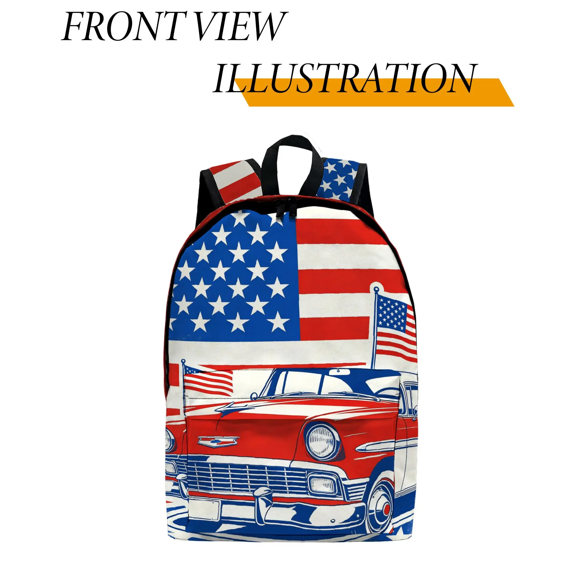 

1pc Vintage car print Backpack, Fashionable and Simple, Unisex, Large Capacity, High-Quality Gift