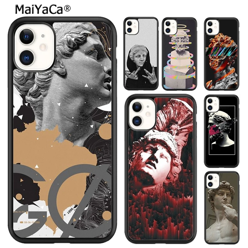 Abstract Vaporwave Greek Sculpture Glitch Art Phone Case For iPhone 16 15 14 plus XR XS 11 12 13 pro max coque