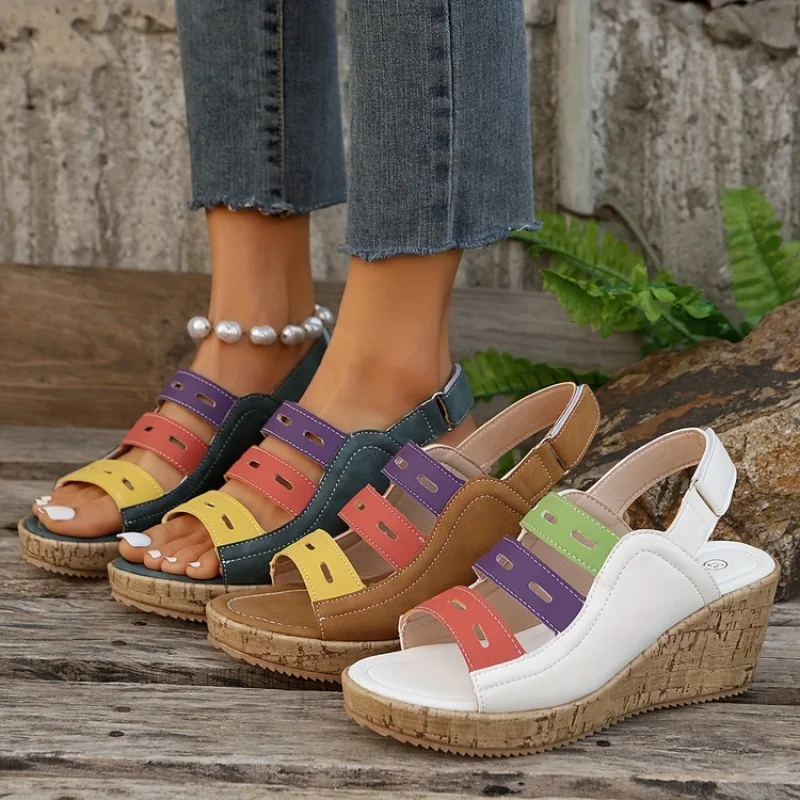 Sandalias envolventes transpirables para Mujer, Zapatos planos con cordones, Color a juego, novedad De verano, 2024