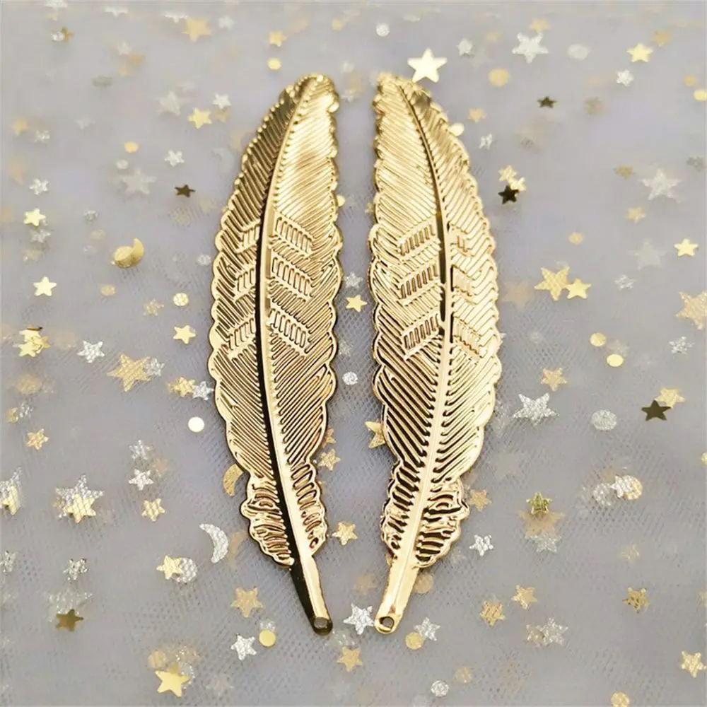 1pc Retro Leaf shape Gold Silver Plated Students Stationery Metal Feather Bookmark Book darts
