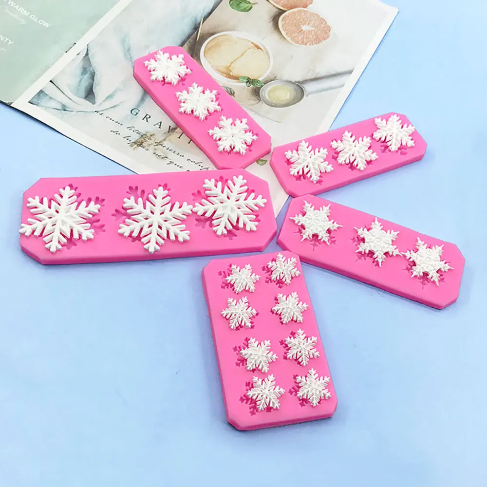 Silicone World Snowflake Silicone Mold DIY Fondant Cake Decoration Molds Christmas Chocolate Baking Tools Resin Clay Mold