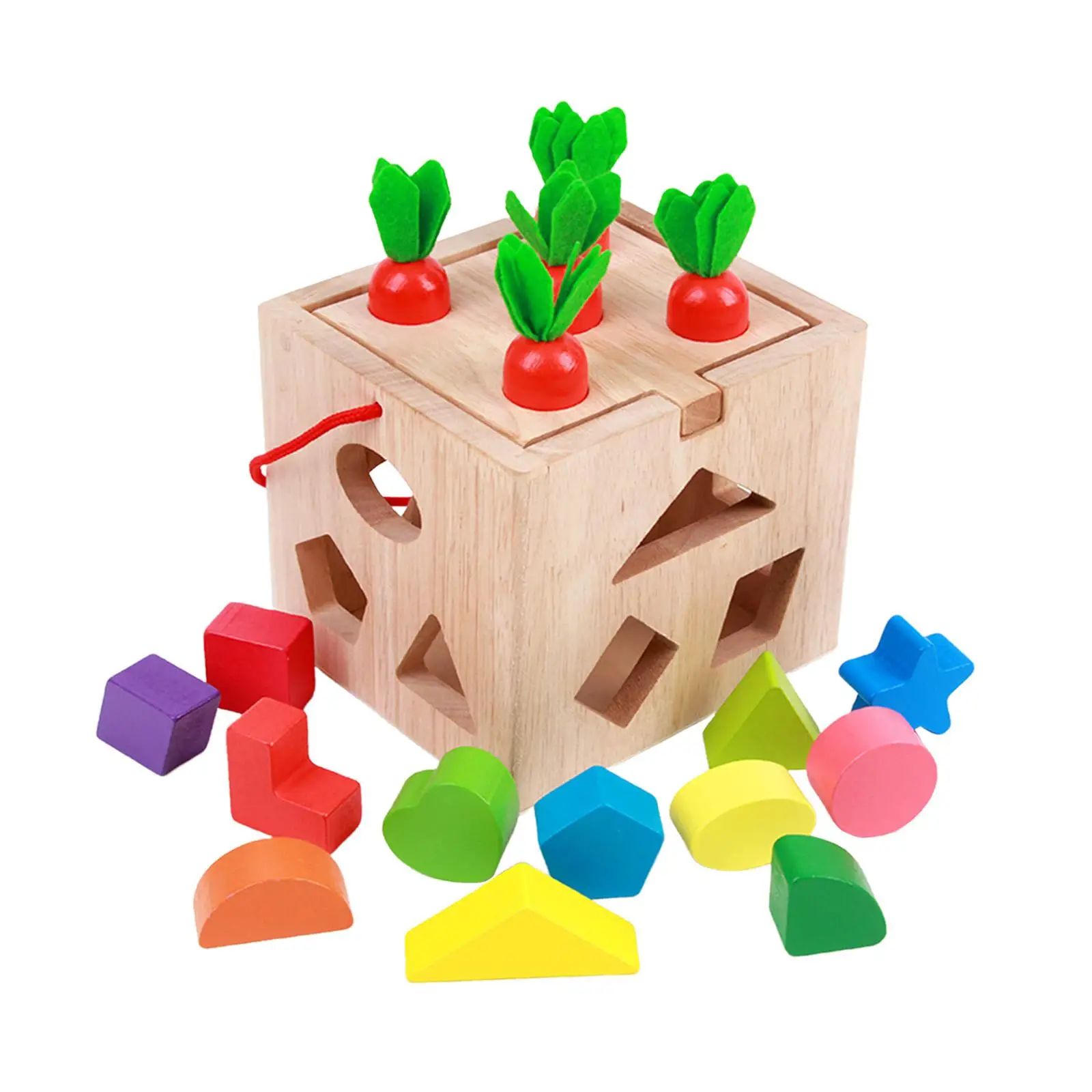 Object Permanence Box Wooden Shape Sorter for 1 2 3 Year Old Babies Children