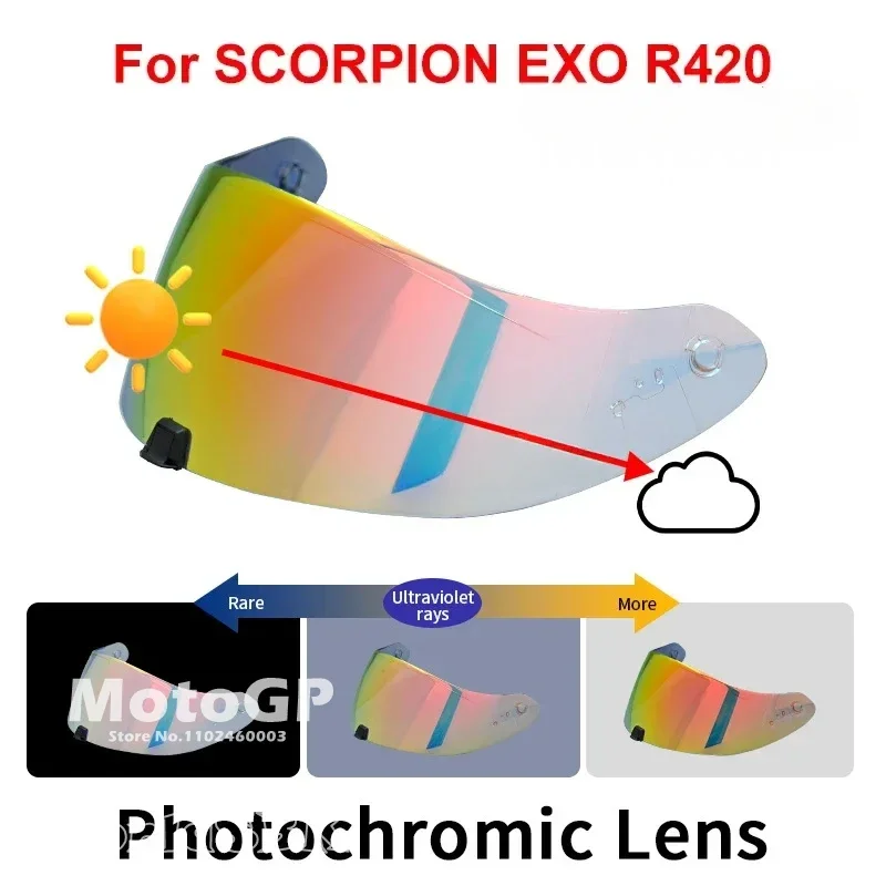 

Photochromic Shield Visor Lenses for SCORPION EXO R420 Helmet Visor Full Face Viseira Capacete Racing Helmet Parts