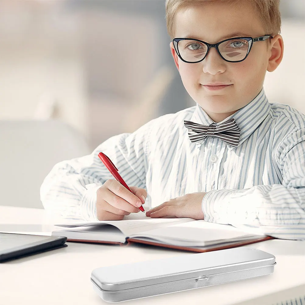 4 قطع حامل أقلام صفيح مقلمة مستطيلة مقاومة للماء منظم قرطاسية أنيق للطلاب مكتب المدرسة المحمولة