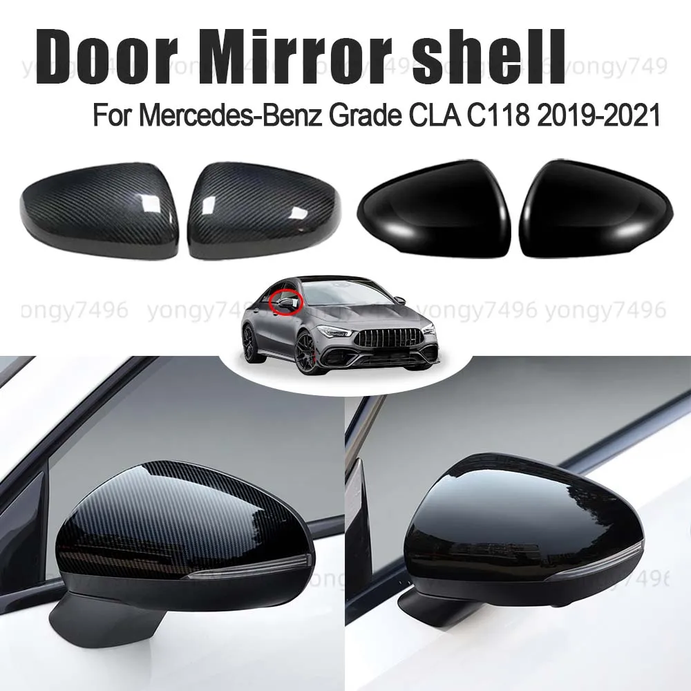 

Protective Cover Door Mirror Shell For Mercedes-Benz Grade CLA C118 2019 2020 2021 Rearview Accessories Carbon Fiber Styling
