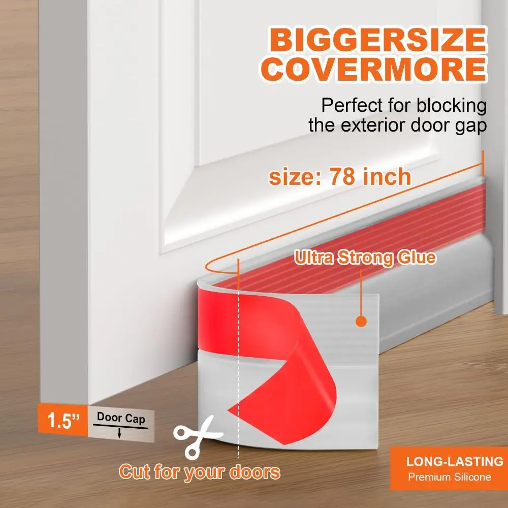 

100 см дверная пробка, звукоизоляционная самоклеящаяся уплотнительная лента для нижней части двери, защита от насекомых, прозрачная защита от атмосферных воздействий