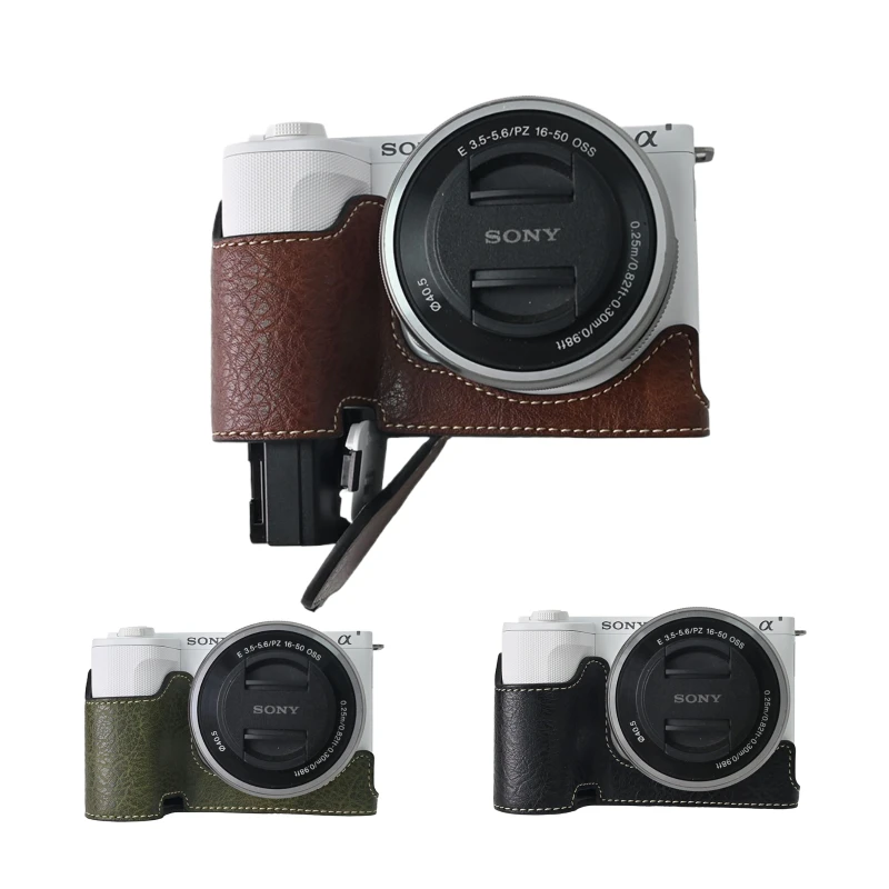 PU Leather Camera Half Case Protector for Sony ZV-E10 II Mark II ZVE10M2 ZVE10 II Battery Openning Base Cover