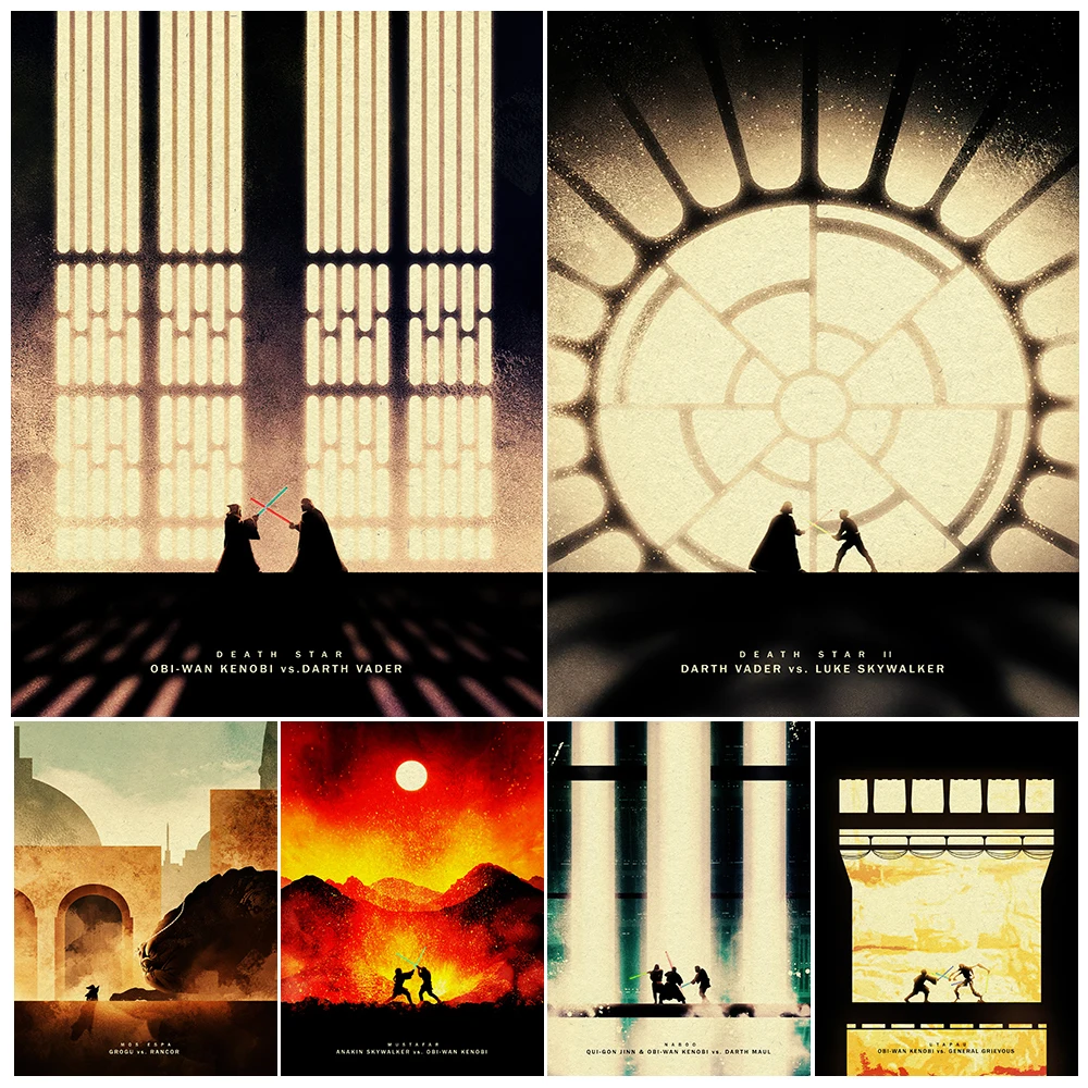 

The Lightsaber Duel In The Universe Vintage Wall Art Canvas Paitning Science Fiction Movie Poster Art Print Home Decor Unframed